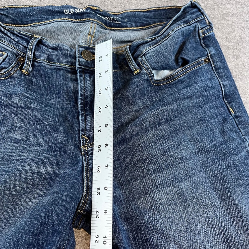 Old Navy Women Curvy Profile Blue Bootcut Jeans 8 Regular Mid Rise Stretch Denim - Picture 6 of 8